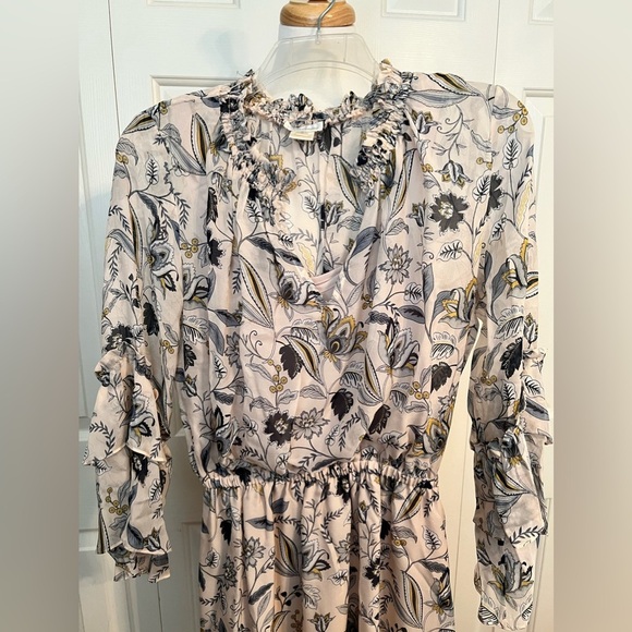 EUC Shoshanna Pale Pink Floral A-Line Silk Dress Size 0 - Picture 2 of 11